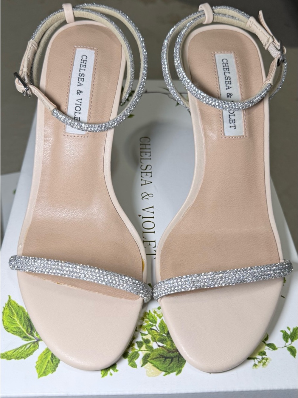 Chelsea & Violet Blush Rhinestone Ankle-Strap Heels - Picture 4 of 9